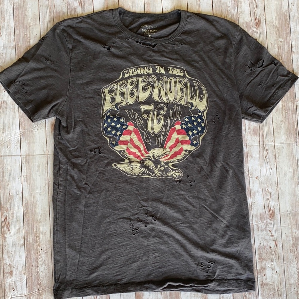 OG Lucky Brand Skull Eagle 76 Graphic Crewneck S